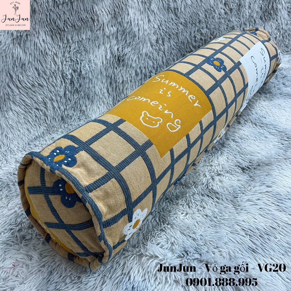 [SALES SỐC]V20_Vỏ gối ôm vải Xô Cotton Organic cao cấp có khoá kéo