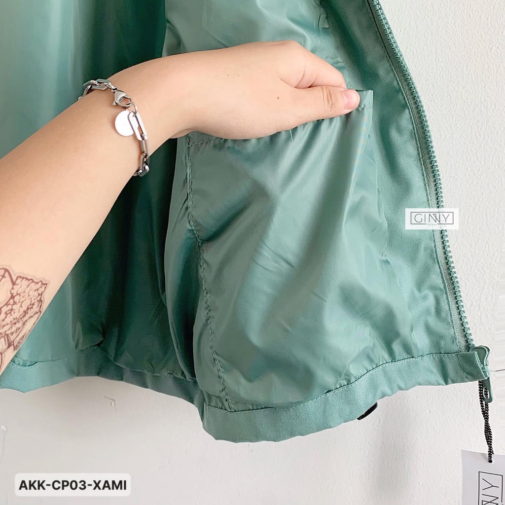 Áo Khoác Kaki Ulzzang Hai Lớp Túi Rời | Phiên Bản Mini | Thời Trang Nữ | Ginstore