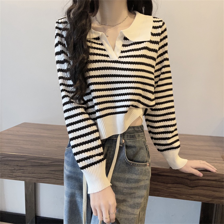 Áo Sweater Dệt Kim Tay Dài Cổ Tròn Cho Nữ
