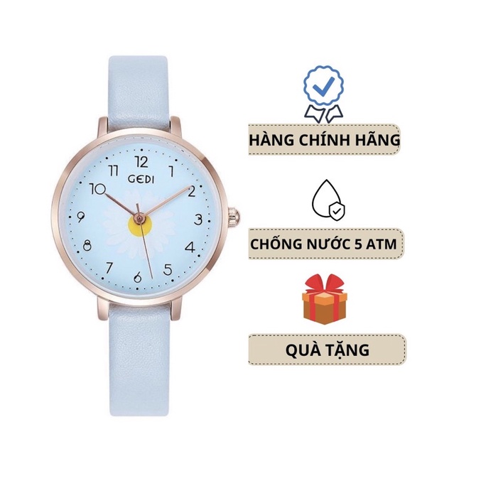 Đồng Hồ Nữ Sinh Mặt Hoa Cúc hiệu GeDi, Thời Trang Chống Nước