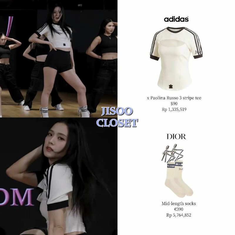 Set áo thun crop và quần short đen Pink Venom dance practice giống Jisoo BLACKPINK