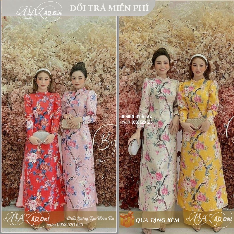 BigSize Áo Dài Cách Tân Nữ Gấm Hoa Sang Trọng LD34
