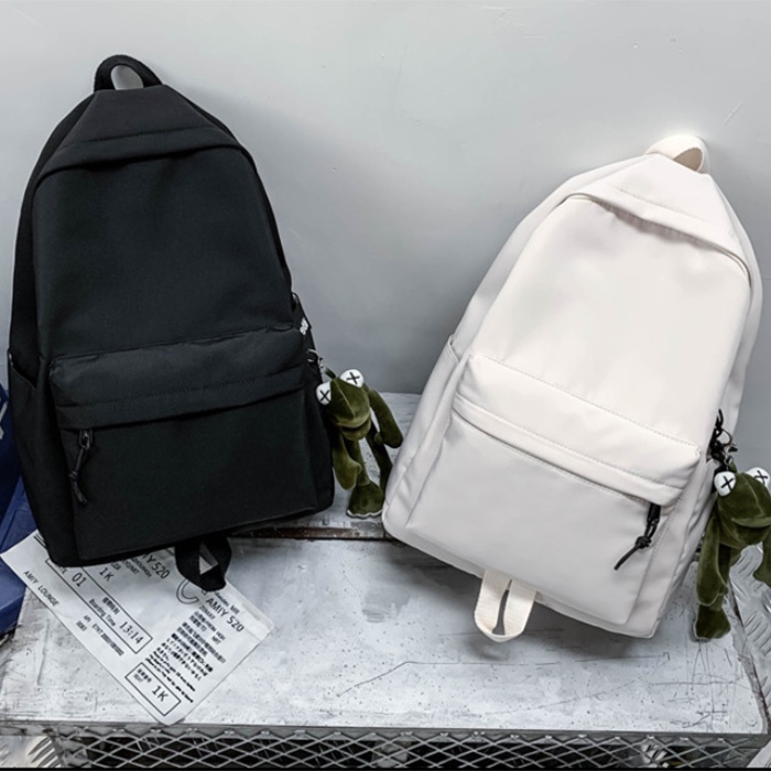 Balo trơn đen basic nhiều màu Ulzzang kiểu Hàn Quốc vải dù chống nước nam nữ đi học đi chơi N20