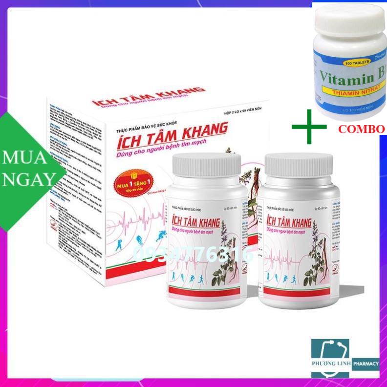 Combo Vitamin B1 chai 100 viên+ ÍCH TÂM KHANG - Giúp tăng cường sức khỏe tim mạch