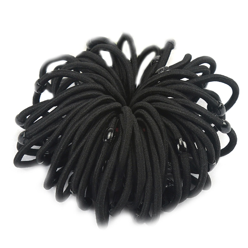 Set 50 Dây Cột Tóc Màu Đen Co Giãn Không Làm Tổn Thương Tóc Dành Cho Nữ