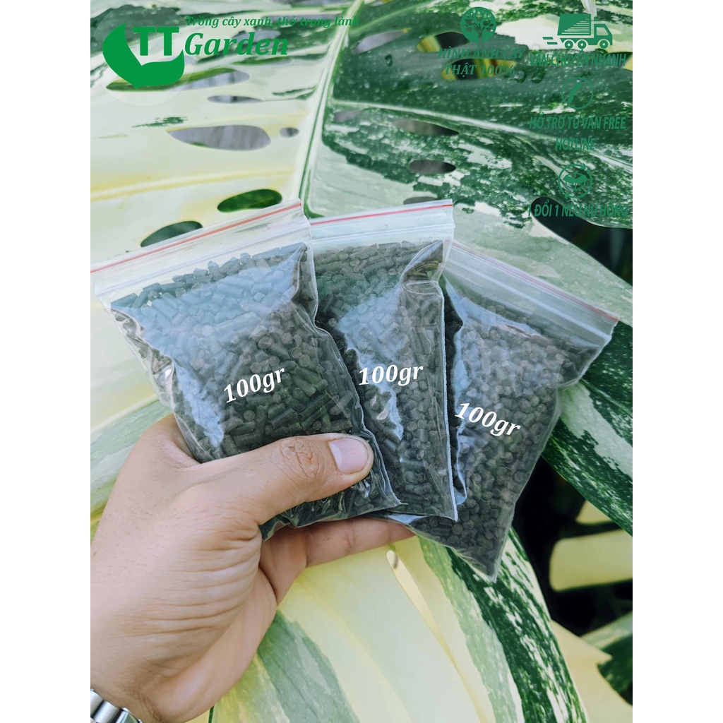 Phân hữu cơ cá hồi viên nén tan chậm Jord cho kiểng lá, hoa lan, rau và cây ăn trái vừa và nhỏ, túi zip 100gram