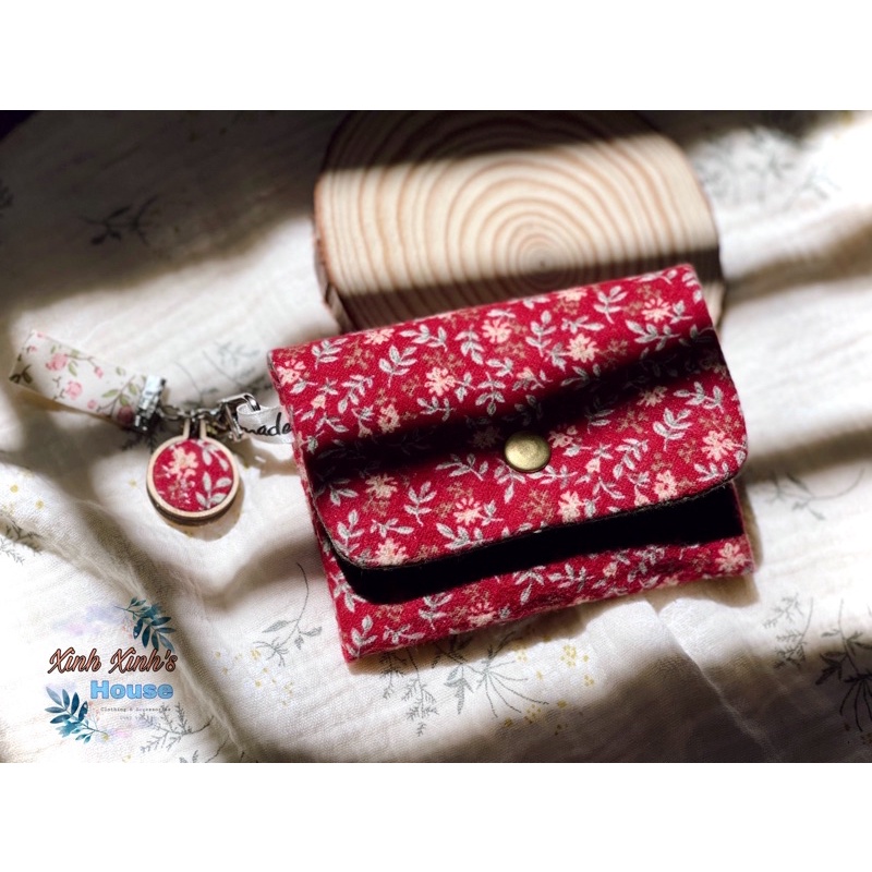Set Ví vải mini kèm móc khoá gỗ (100% handmade)