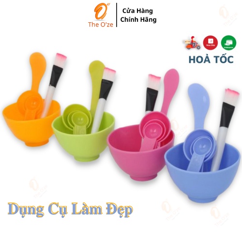 Bộ trộn mặt nạ gồm cọ quét đắp mặt nạ cọ Silicon chén nhựa que nhựa thìa muỗng trộn kem mặt nạ bột bùn khoáng