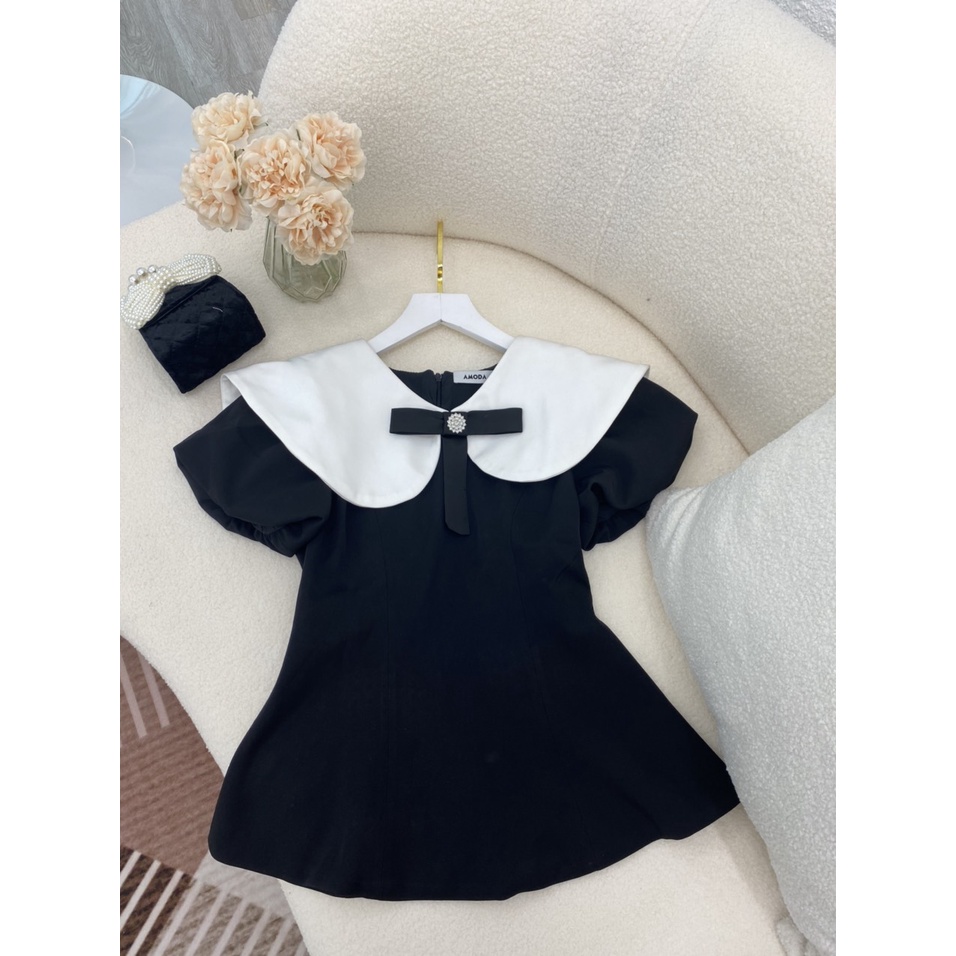 Áo thiết kế  chiết eo tay bồng  đính nơ siêu xinh cho nàng đi chơi đi làm AMODA A016