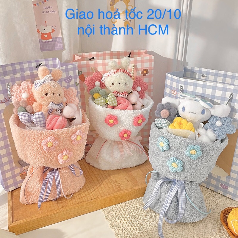 Bó hoa nhồi bông set quà tặng 20/10,quà sinh nhật, 8/3,valentine