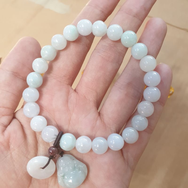 Vòng tay ngọc xanh phỉ thúy hạt tròn size 8ly