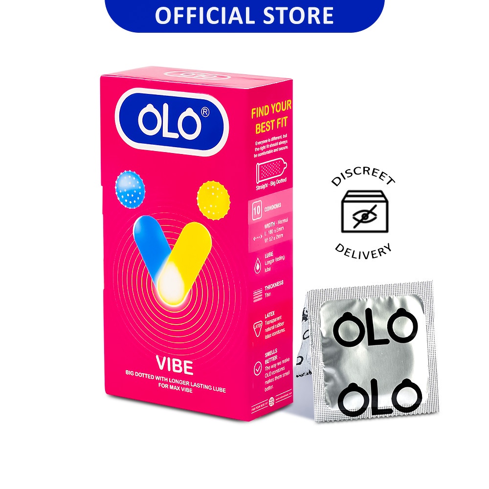 Bao cao su OLO Vibe hộp 10 cái - Cùng bạn yêu dài lâu, thêm rung cảm, size 52mm, gai lớn, kéo dài thời gian, đẳng cấp