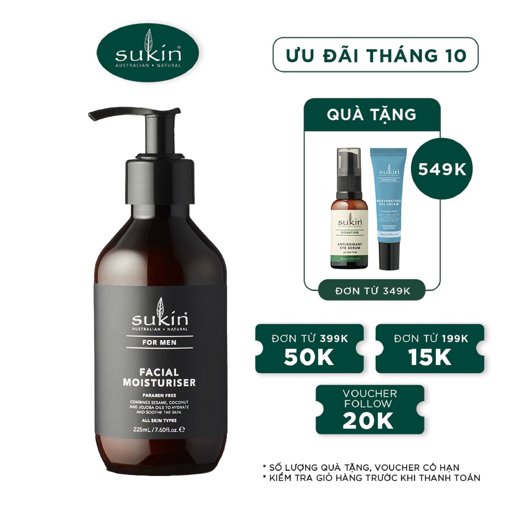 Kem Dưỡng Ẩm Dành Cho Nam Sukin For Men Facial Moisturiser 225ml