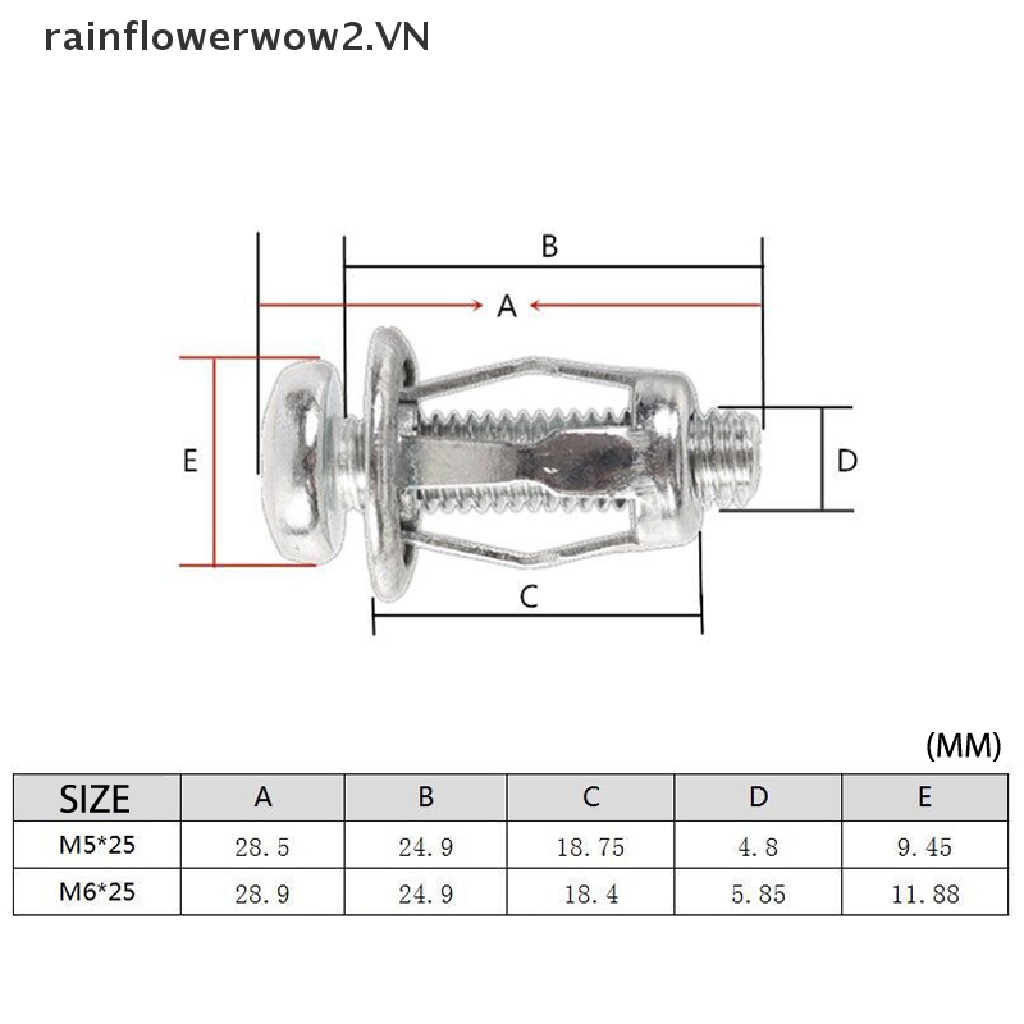 Bộ 10 Ốc Vít Kim Loại M5 / M6 Chuyên Dụng Cho Sửa Chữa Tường / Xe Hơi
