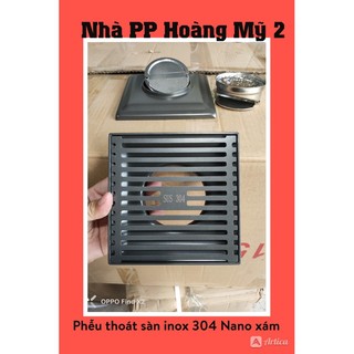[Nano 15x15) Phễu thoát sàn, hố ga thoát nước inox 304 đúc phủ Nano