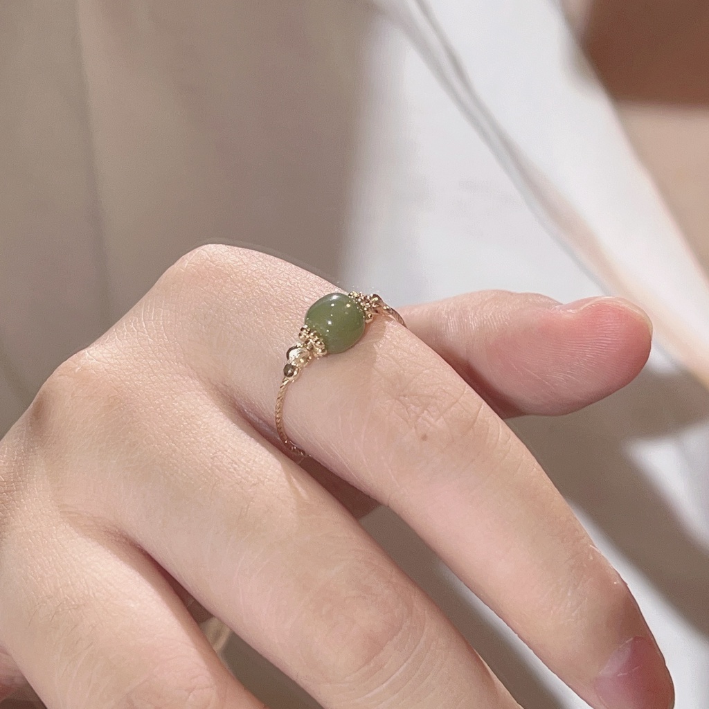 Nhẫn Đính Hạt Ngọc Bích Nhân Tạo Thời Trang Cho Nữ