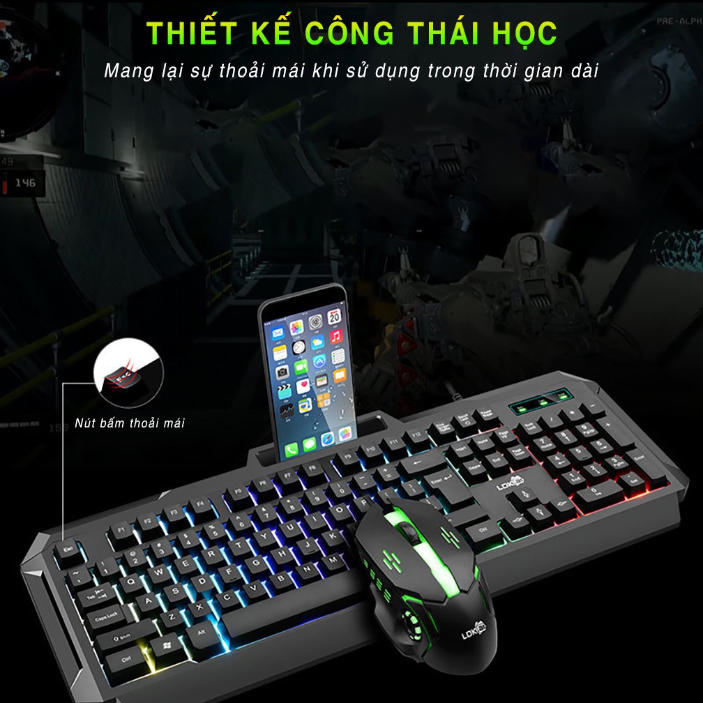 Bàn Phím Gaming RGB V5Pro - Bàn Phím Led 7 Màu - Chống Nước Chuyên Game -  Phím Khắc Laze - Hàng Chính Hãng