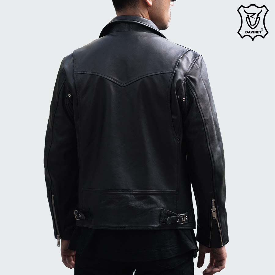 Áo Khoác Da Xịn Trucker DAVINET Am22-13, Da Xịn, Siêu Bền, Mềm Nhẹ, Bảo Hành 5 Năm