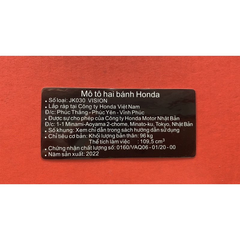 Tem năm sản xuất 2022 các đời xe honda  và yamaha.. Tem zin chuẩn hãng nhà máy