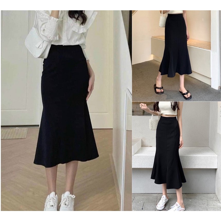 Chân váy đuôi cá dáng dài, váy đuôi cá xòe tôn dáng cực xinh chất vải co giãn dáng Midi xòe Ulzzang Hàn Quốc VAY018