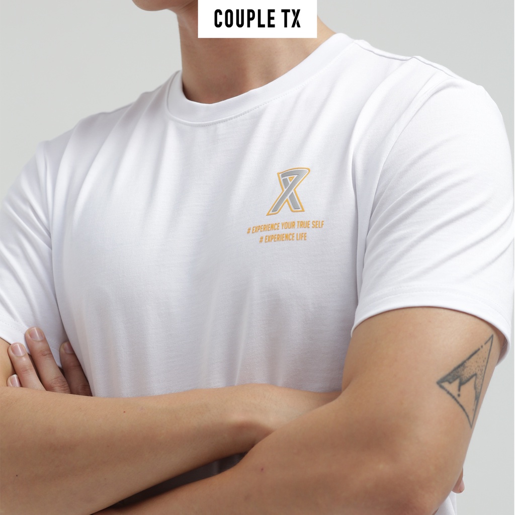 Áo Thun Nam Couple TX Regular Fit In Logo X Nhũ Bạc MTS 1195