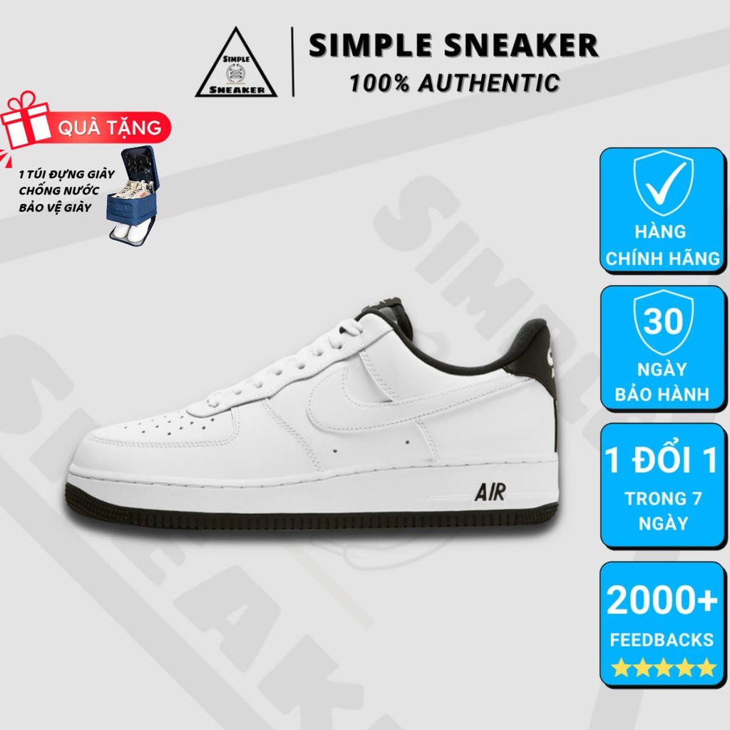 Giày Nike Air Force 1 White Black 💙Hàng Chính Hãng💙 Giày Sneaker Thể Thao Nike AF1 Màu Trắng Đen - Simple Sneaker