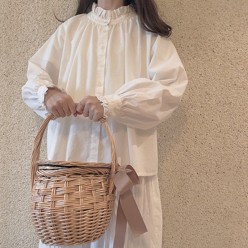 Áo sơ mi mỏng TING YA XIU phối ren JK lolita siêu cổ tích vintage phong cách Nhật Bản Hồng Kông cho nữ