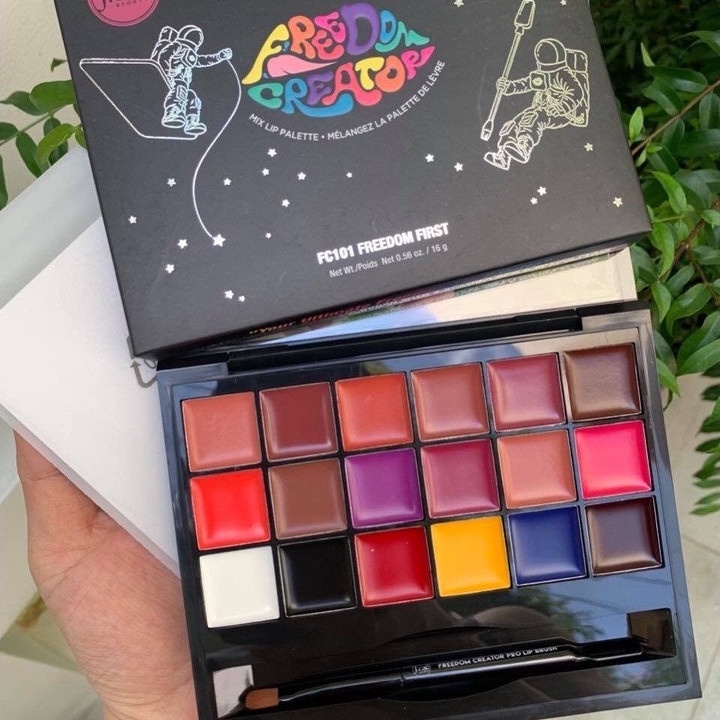 Bảng son JCat Dupe Anastasia Beauty Freedom Mix Lip Palette Kèm Khay Trộn Nền Nội địa Mỹ Chính Hãng