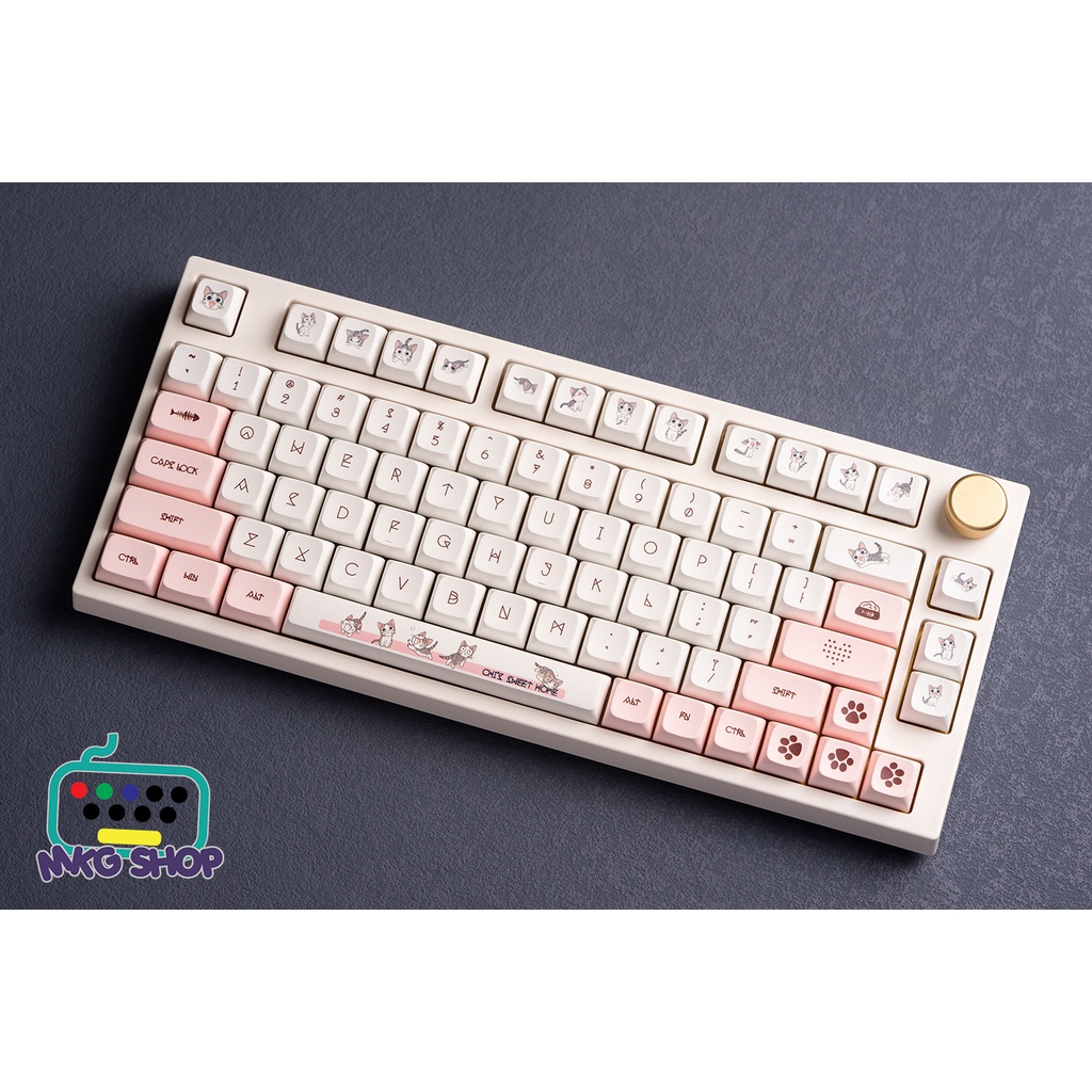XDA Mèo Chi, nhựa PBT dày 1.5mm in nhiệt dyesub, 134 nút bàn phím cơ