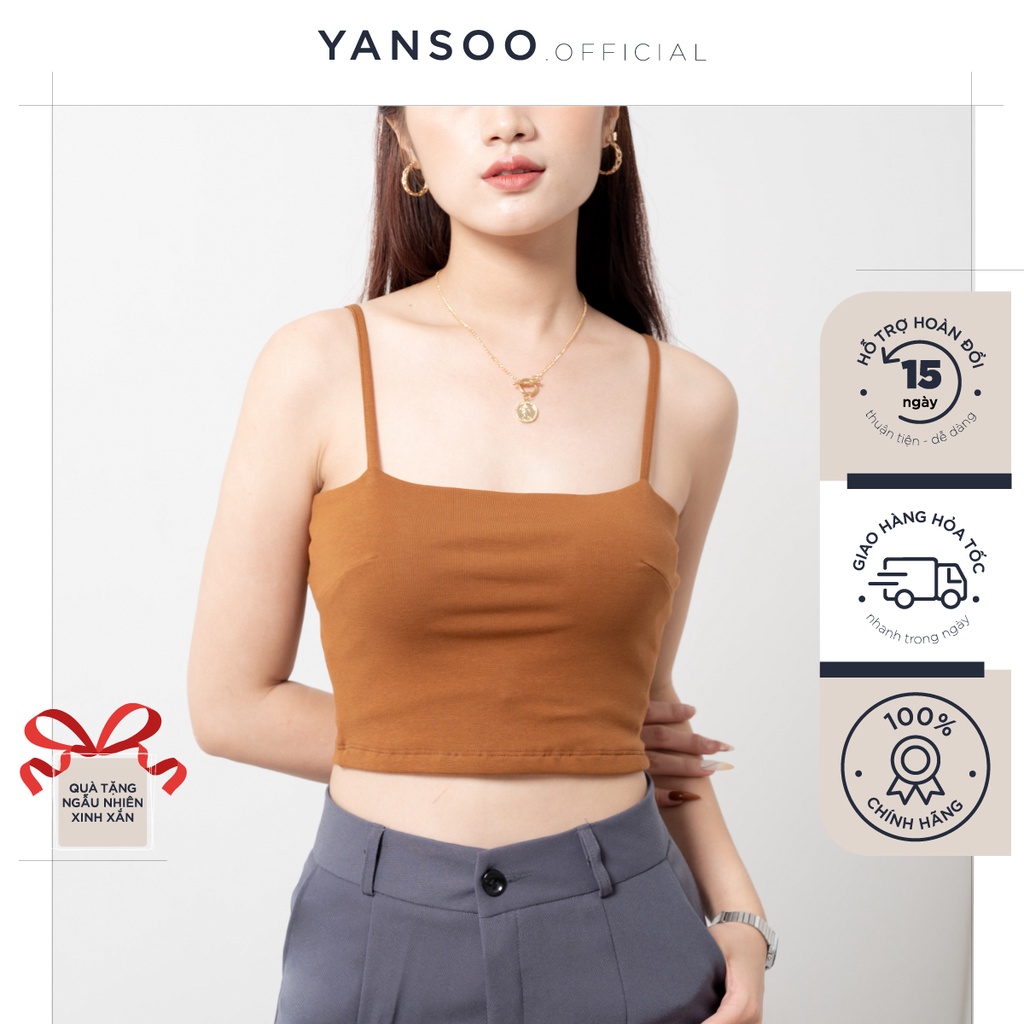 Áo hai dây nữ Yansoo dáng croptop chiết ly ngực không đệm kiểu ôm vải co giãn tốt - A67
