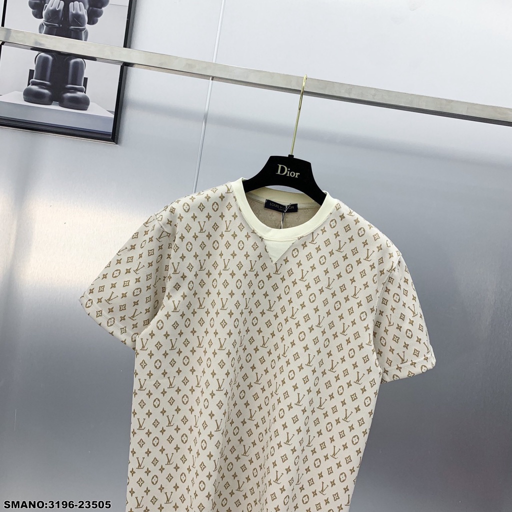 Áo Phông Nam Nữ Lv Phối Họa Tiết Dập Vân Sang Trọng Lịch Sự - Áo Thun Nam Nữ Lv Chất Cotton Thoáng Mát DT FASHION MENWEA
