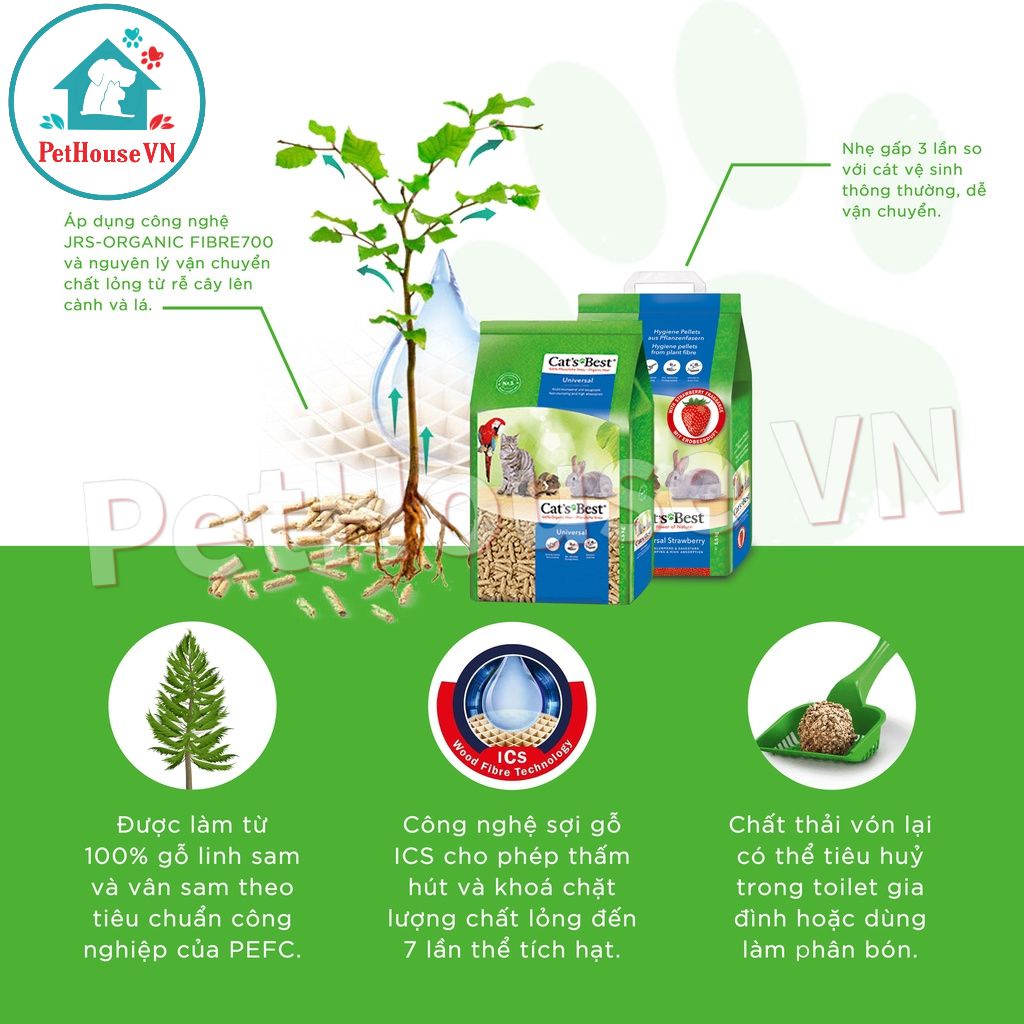 Cát Gỗ Vệ Sinh Cho Mèo Và Thú Cưng - CAT'S BEST UNIVERSAL 5.5KG  Nhập Khẩu Đức