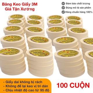 Băng keo giấy 3M dùng che sơn khổ 1,5cm dài 27m Masking Tape 3M