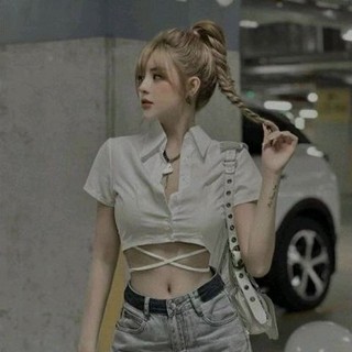 Áo sơ mi croptop dây chéo eo siêu Hot😍