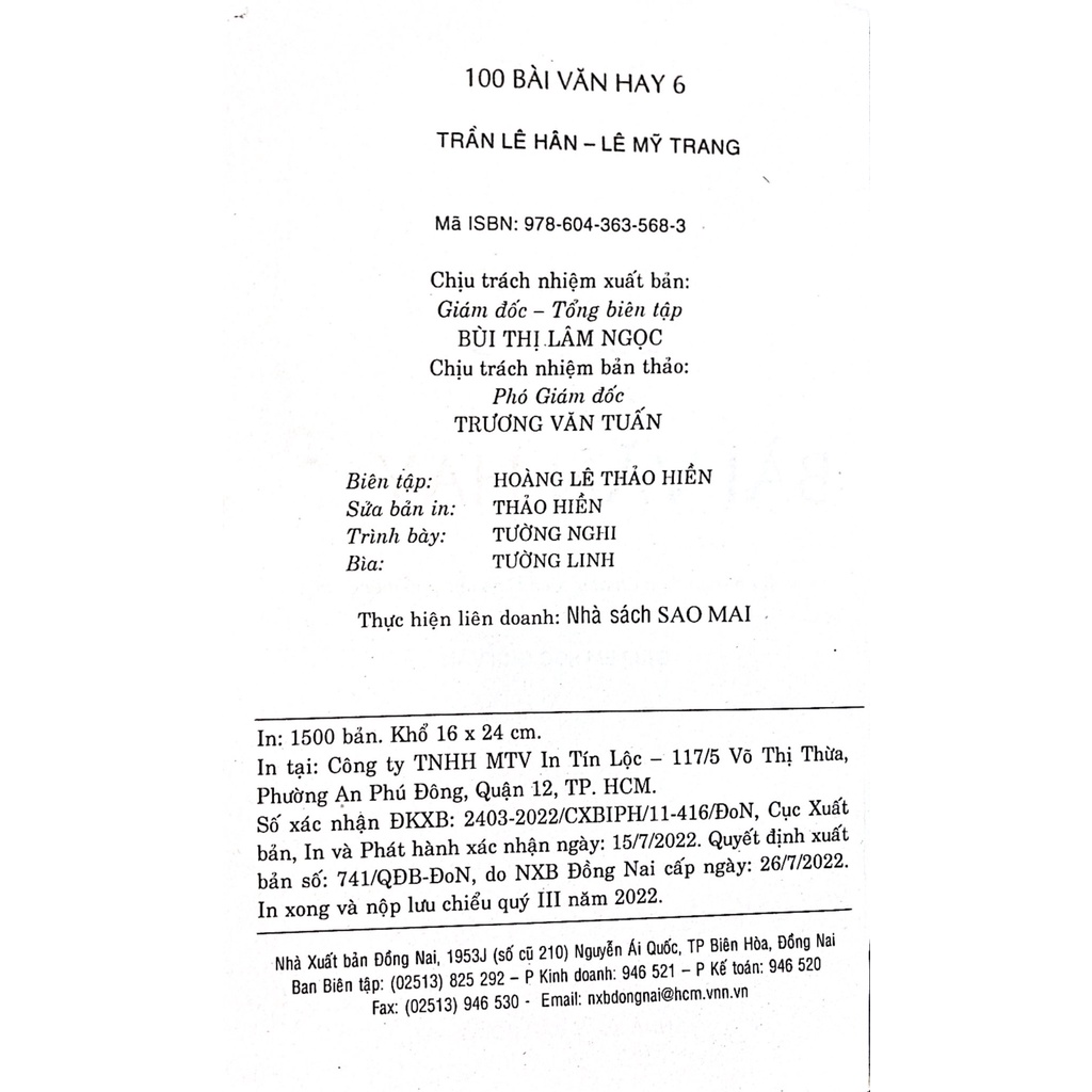 Sách - 100 Bài Văn Hay Lớp 6