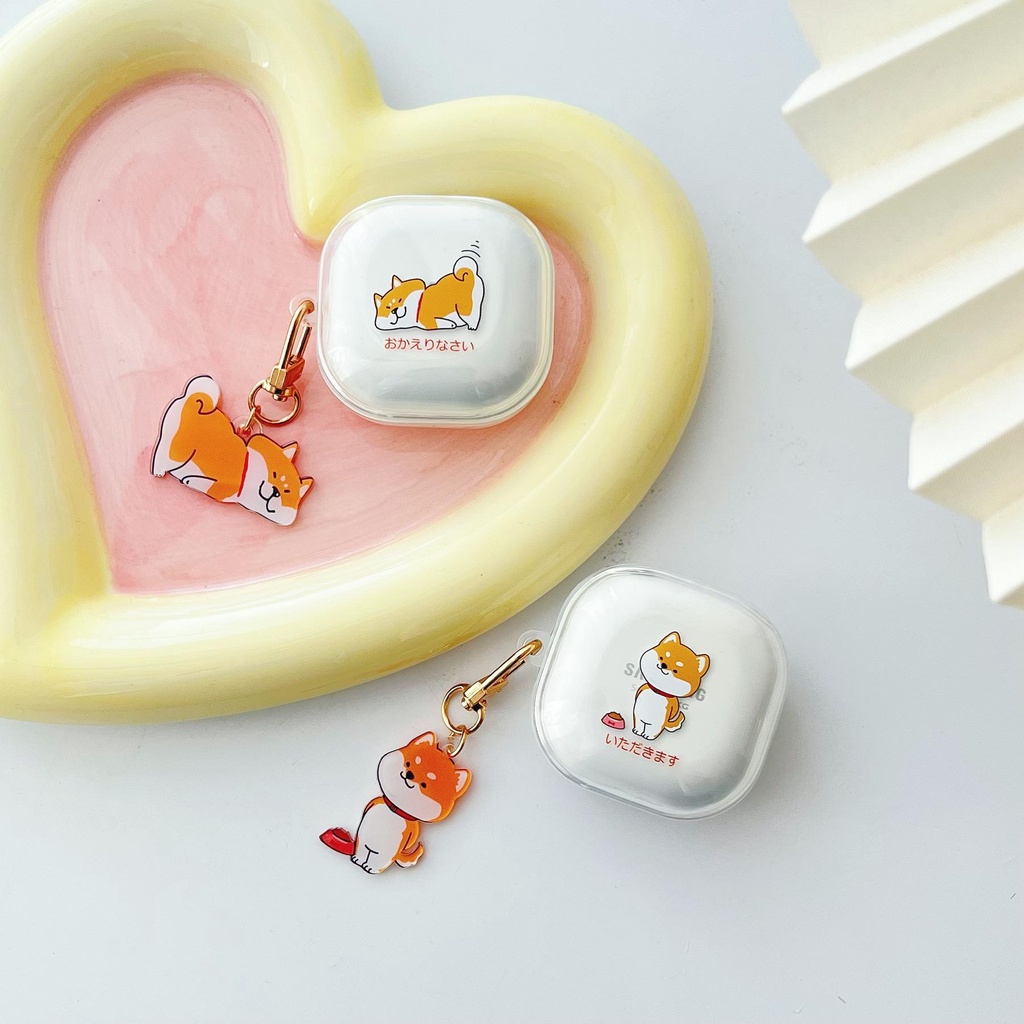 Vỏ Bảo Vệ Hộp Sạc Tai Nghe Bluetooth Galaxy Buds 2 / / Pro / Live / 2Pro Bằng PC Silicon Tpu Trong Suốt Hình Gấu Shiba Inu Dễ Thương