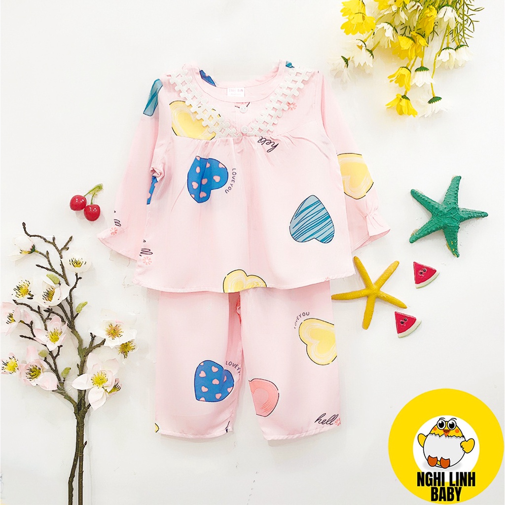 Đồ bộ dài tay bé gái, đồ tole bé gái size 7&8 mềm, mịn, thoáng  từ 14-15kg - Nghi Linh Baby