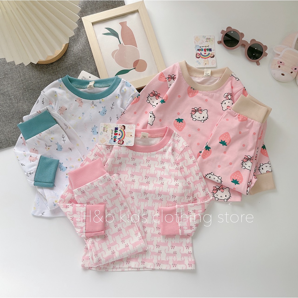 Đồ bộ bé trai bé gái coton dài tay zip hàn