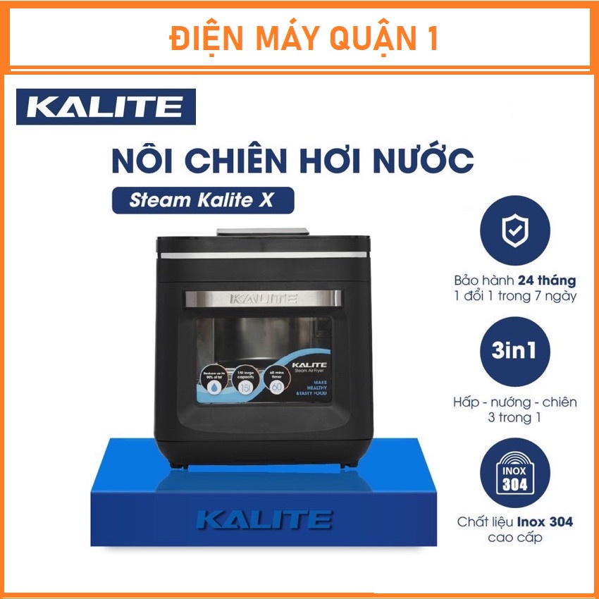 Nồi chiên không dầu hơi nước Kalite Steam X, công suất 1700W, dung tích 15L, bảo hành 24 tháng