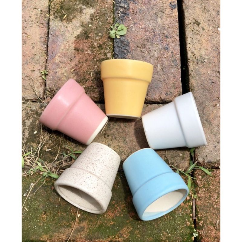 7x7cm,Chậu Gốm mini men màu Trồng Cây,Sen Đá,Bát Tràng Cao Cấp