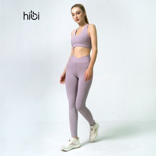 Set đồ tập yoga cho nữ Hibi Sports H118, áo bra thể thao cổ tim lưng chéo, quần lưng chéo, kèm mút nâng ngực
