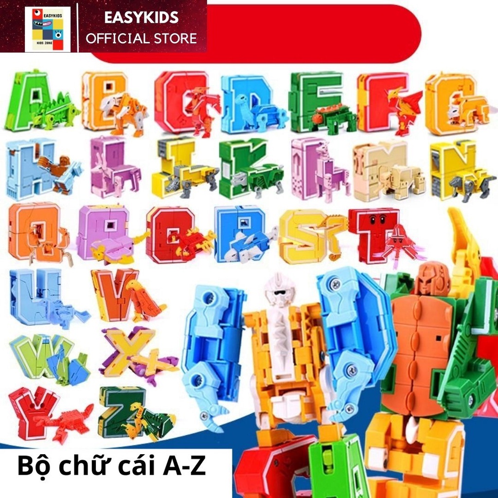 Bảng Chữ Cái Lắp Ghép Robot EASYKIDS Sáng Tạo Bộ 26 Chữ Cái Biến hình Robot