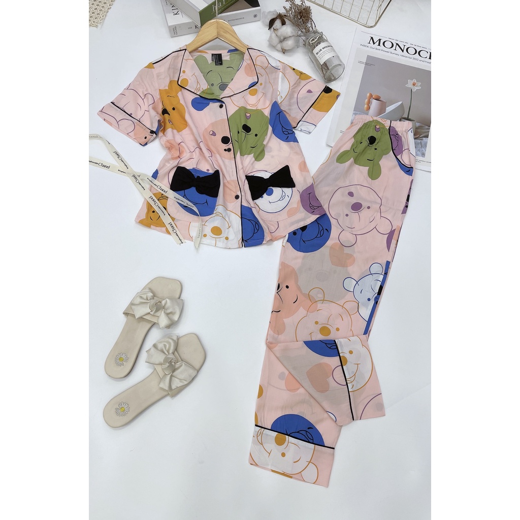 Bộ lanh quần dài 2 túi nơ hàng VNXK