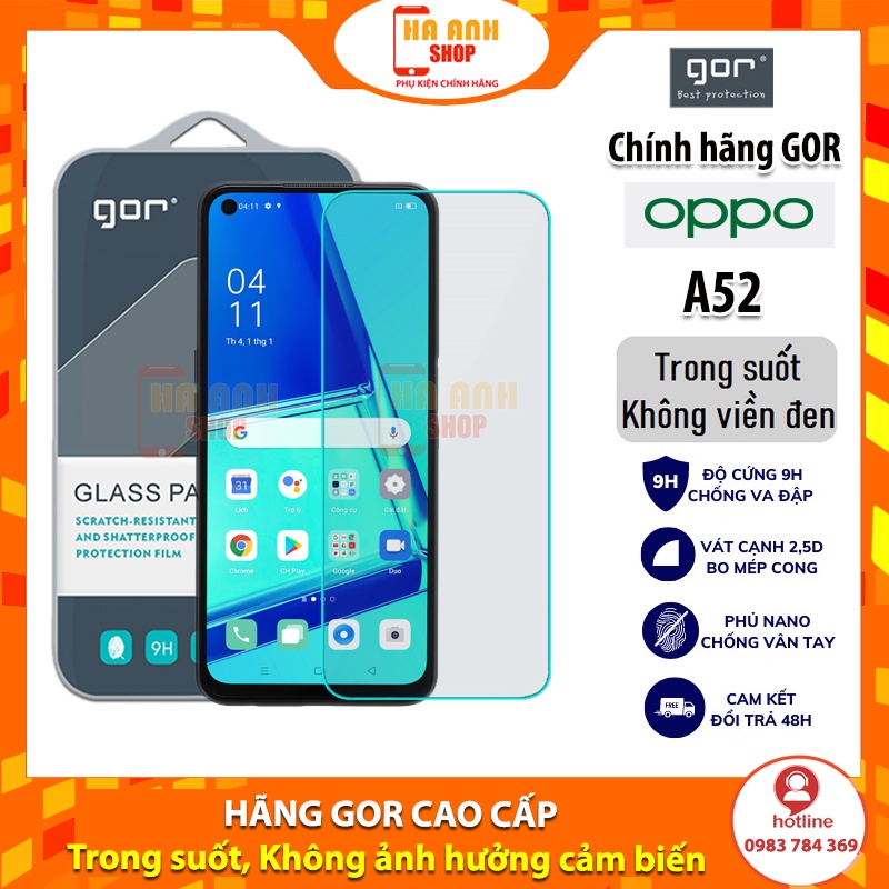 Bộ 2 Kính Cường Lực Oppo A52 Full màn hãng Gor cao cấp(tặng mã freeship toàn quốc)
