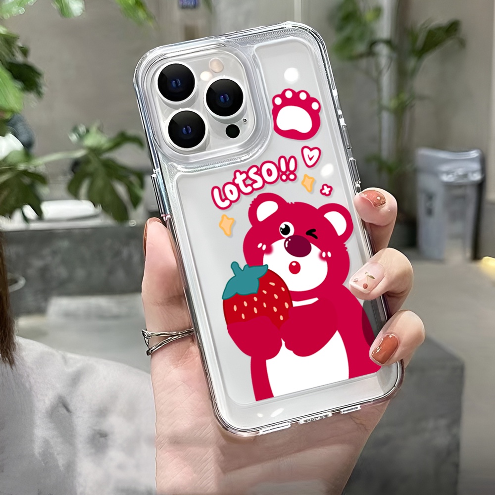 Ốp Điện Thoại Trong Suốt In Hình Gấu Dâu Tây Cho iphone 14 Pro Max 14 Plus 13 11 12 7Plus X XR XS Max 8 7