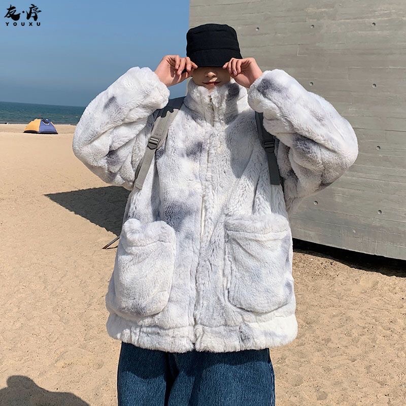 Áo Khoác Lông Sói Xám Lót Quả Trám