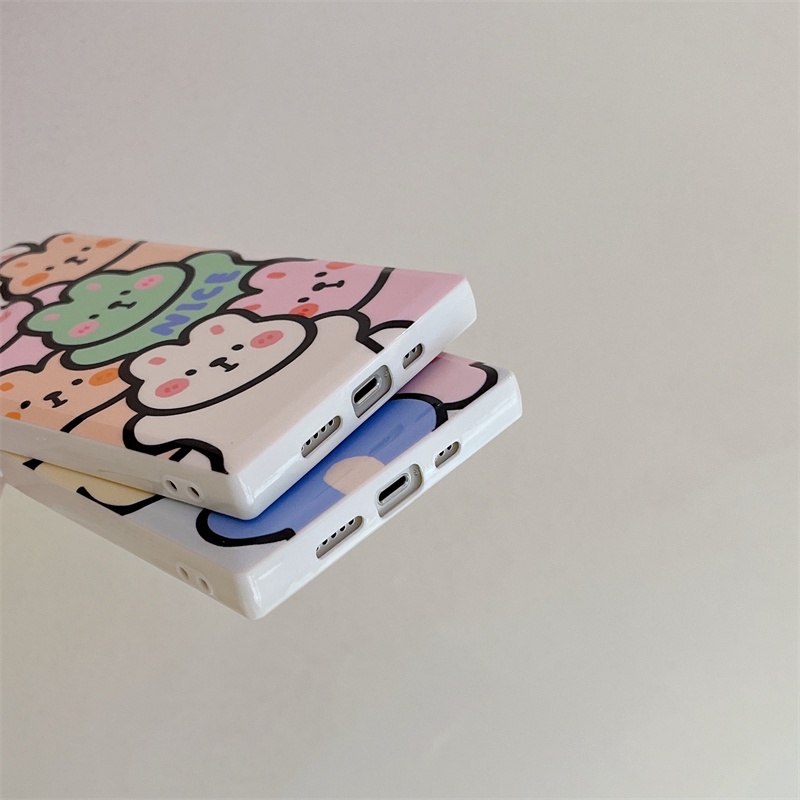 Ốp Điện Thoại Hình Vuông Họa Tiết Gấu Cho Iphone 14 Pro Max 13 Pro Max 11 Pro Max 12 Pro Max