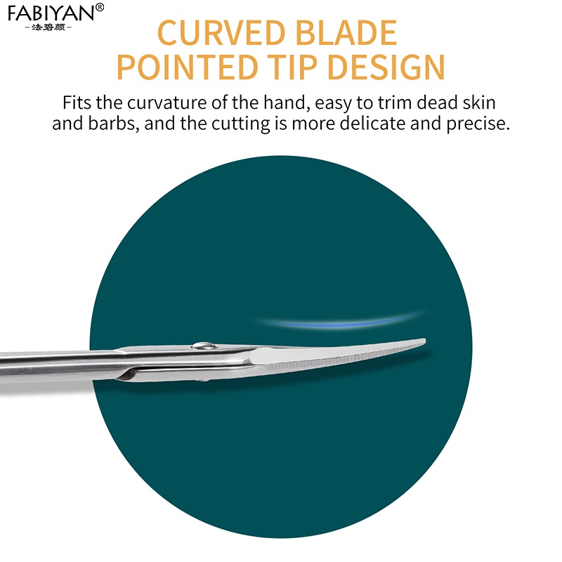 Kéo cắt da chết trên móng tay FABIYAN bằng thép không gỉ thiết kế đầu cong chuyên dụng