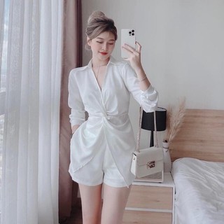 Set áo quần xoắn eo phi lụa