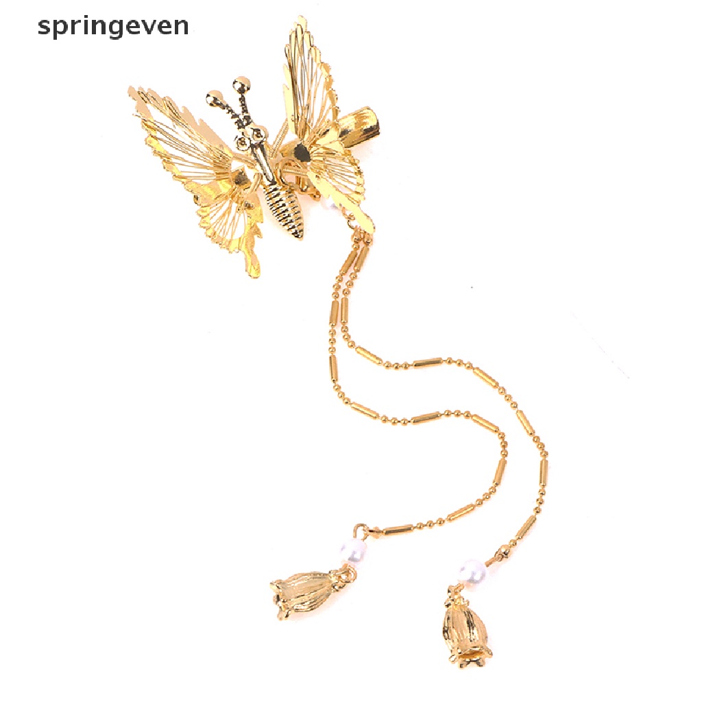 Kẹp Tóc Hình Bướm Phối Tua Rua Phong Cách Cổ Điển